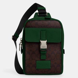 Coach Green and Brown Men's Bag Track Pack